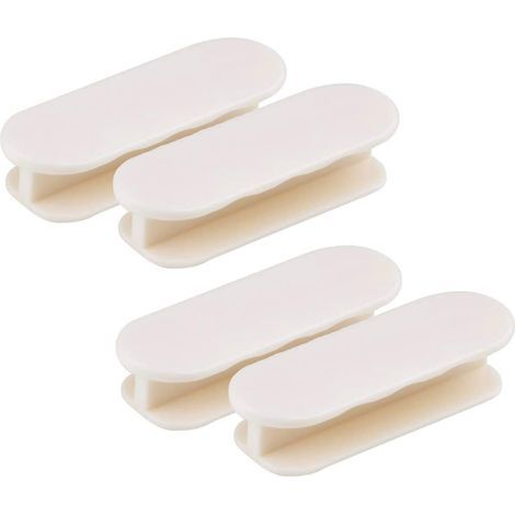 Poignées de porte autocollantes 4 pièces, Poignées de placard, Poignée de meuble, Poignée de porte Balcon extérieur, Poignées de meuble en plastique pour fenêtres Portes en verre Tiroirs, Blanc (1/4)