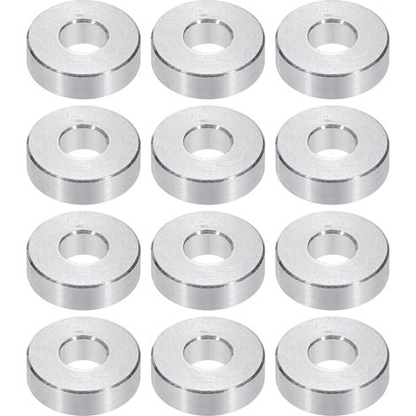 Rondelles en Aluminium M6, 12pcs Entretoise Métallique à Vis Ronde, Rondelle Plate pour Vis Tige Écrous Boulons, Bague d'Écartement en Métal 6.2mm ID x 15mm OD x 5mm Hauteur (1/5)