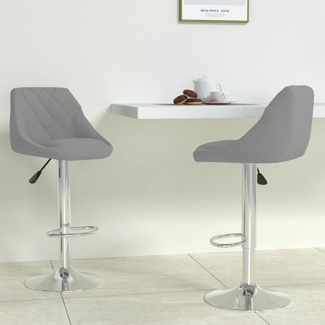 vidaXL Taburete de cocina 2 unidades de terciopelo gris claro (1/5)
