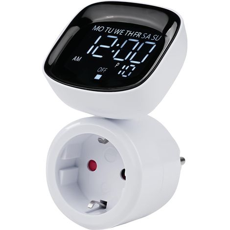 Prise Minuteur, Prise Programmable Digitale Minuterie Numérique Minuteur Prise Electrique 16A 3680W avec 10 Groupes Minuterie programmable et écran orientable à 360°, 230V CA