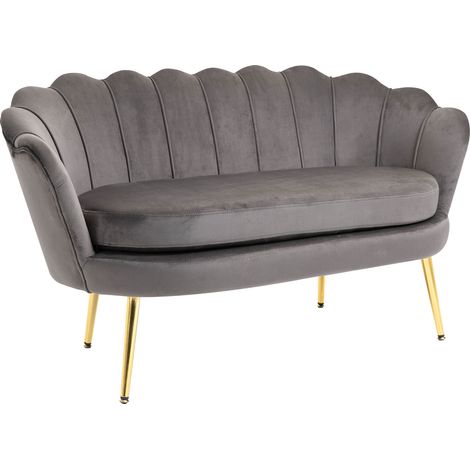 Divano 2 Posti 130x63x73 cm in Velluto Grigio (1/5)