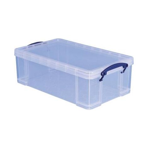 Bac de rangement gerbable 12L – Polypropylène transparent – Couvercle avec fermetures à étrier – Empilable et résistant aux intempéries