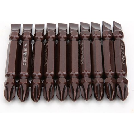 10 Pièces Embouts de Tournevis Double Extrémité Magnétiques S2 H6.3 x 65mm PH2/SL6 Rouges pour Vis et Boulons (1/5)