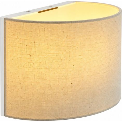 Relaxdays Wandlampe, Stoff-Schirm, halbrund, Skandi, E14-Fassung, Wandleuchte, HxBxT: 18 x 25 x 12,5 cm, messing/beige (1/5)