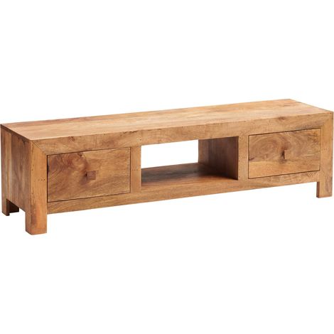 Toko Light Mango Wide Screen TV Unit - Solid Mango Wood - L40 x W145 x H40 cm (1/2)