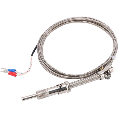 Sonda termocoppia a molla di compressione tipo K, con cavo schermato per uso industriale, lunga 2 metri. (1/4)
