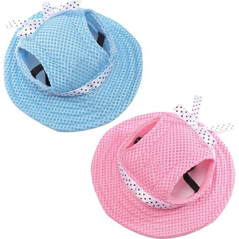 Chapeau Pour Chien En Maille Respirante Avec Bord Rond - Protection Solaire Pour Petit Chien - Accessoire Mode Extérieur - 1 Pièce (1/5)
