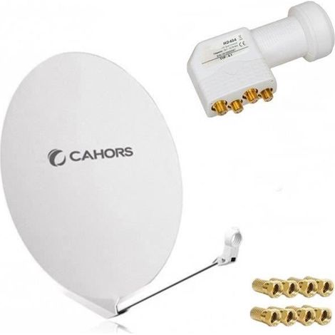 Parabole Satellite - CAHORS - SMC 80CM - LNB Quad - Fibre Composite - Blanche