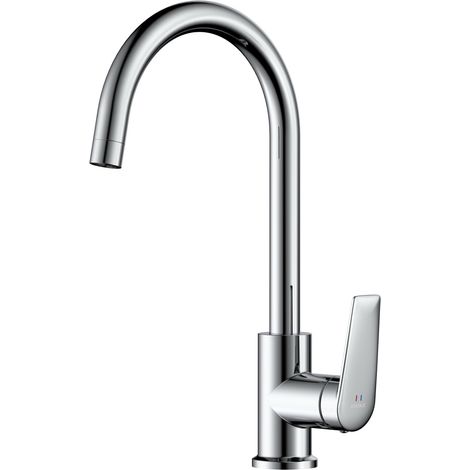 Avapax Robinet de cuisine - Chrome brillant - Bec pivotant en U - Cartouche céramique 35 mm - Laiton (1/2)