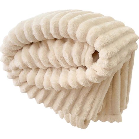 Couverture en fausse fourrure ultra douce, douce, confortable et luxueuse. Un cadeau idéal pour vos proches. Blanche. (1/5)