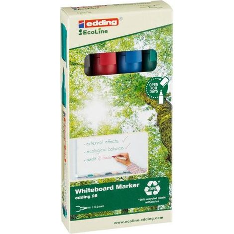 Rotuladores  para  pizarra  28  EcoLine  negro/rojo/azul/verde  ancho  de  línea  1,5-3mm  punta  redonda (1/2)