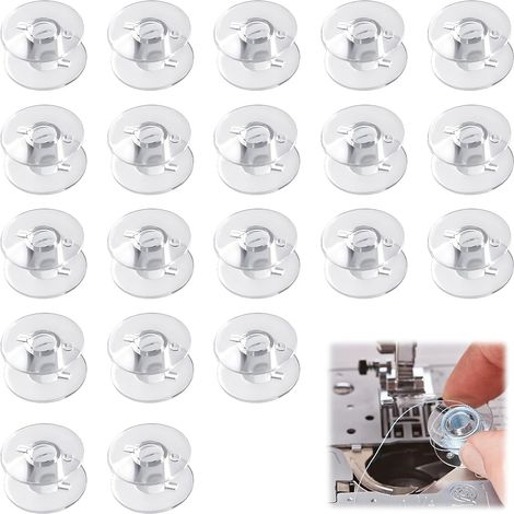 Lot de 20 bobines pour machine à coudre Janome en plastique transparent compatible avec les machines à coudre Janome, projets d'artisanat et de vêtements, transparent (1/5)