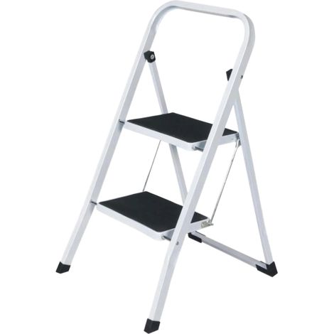 Sgabello Scala Scaletto in Metallo Tappetini Antiscivolo Stefy 2 Gradini (1/2)