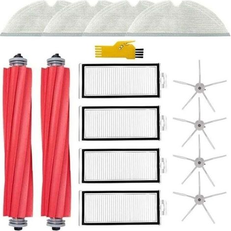 Kit de pièces de rechange pour aspirateur robot Honiture G20/G20 Pro 1 brosse rotative, 4 brosses latérales, 4 filtres HEPA, 2 chiffons (1/4)