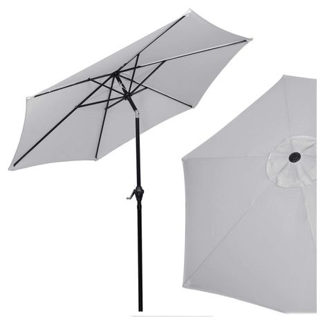 Garten Sonnenschirm 260 cm faltbar für großen Balkon, grau