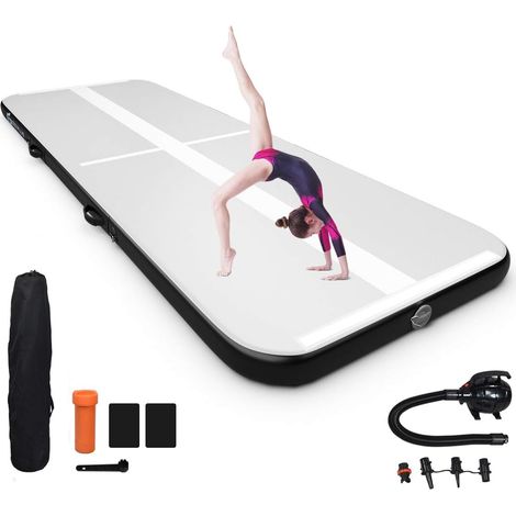 COSTWAY 3M Air Track mit elektrischer Pumpe, Gymnastikmatte aufblasbarer, Tumbling Matte inkl. Tragetasche, Turnmatte zum Trainieren von Gymnastik, Yoga und Cheerleading (1/5)