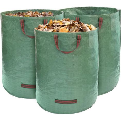 Wiederverwendbare 272-Liter-Gartensäcke – Strapazierfähige Grünschnittsäcke – Für Garten, Pool und Hof – Gartenabfallsäcke – Leicht und flexibel – 3er-Pack (Grün) (1/5)