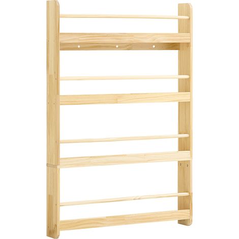 SoBuy Libreria Montessoriana per Bambini Libreria da Parete a 4 Ripiani Porta Libri Bambini Portagiochi Cameretta Naturale 80x12x118cm KMB08-N