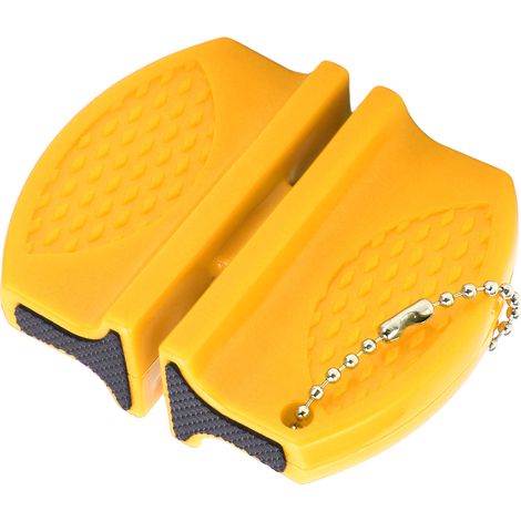 Affûteur de couteaux portable mini, multifonctionnel et double face, pour une utilisation en extérieur, jaune. (1/5)