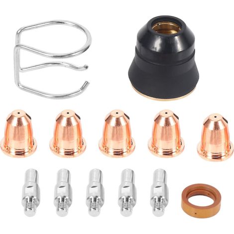 Kit d'accessoires pour torche de découpe plasma S45 (13 pièces) : électrodes, buses, capuchon de retenue, diffuseur de gaz. (1/5)