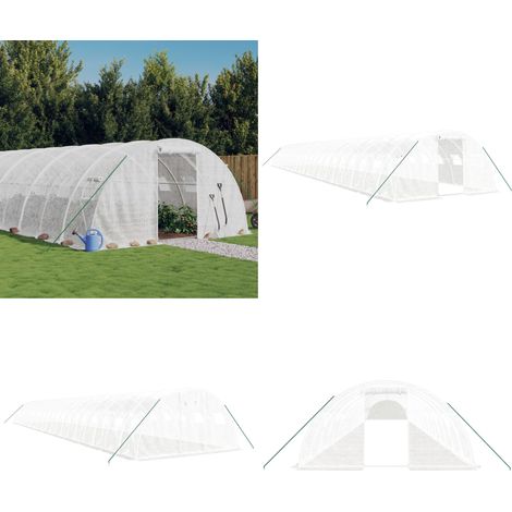 Serre avec cadre en acier blanc 88 m² 22x4x2 m - Serre De Jardin - Abri Jardin - Tunnel De Jardin - Serrez Blanche - Serre Grande Taille - Home & Living (1/5)
