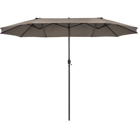 GOPLUS Parasol de Jardin Exterieur 4,7M, Grand Parasol Étanche en Métal avec Manivelle, 12 Baleines, Poteau Φ48MM, Résistant aux UV, Parasol Double Face pour Balcon, Plage, Jardin, 280H× 470LCM, Café (1/5)