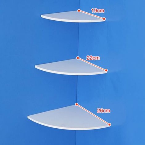 3 Étagère d'angle,PVC,Design flottant,Blanc,Bureau Salon Cuisine (1/4)