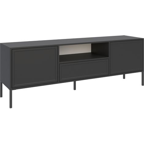Selsey Velveto - TV-Lowboard 2-türig mit Schublade & Fach, Schwarz, 160 cm