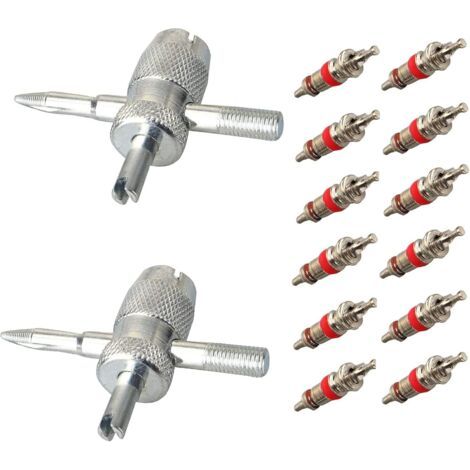 Outil de démontage de valve de pneu 2 pièces 4 en 1, outil de réparation de valve de pneu avec 12 noyaux de valve, extract (1/3)