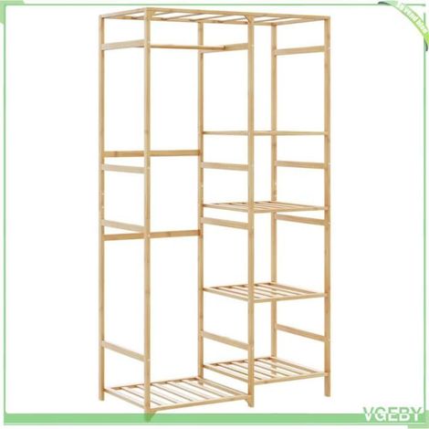 4008920 Porte-vêtement avec étagères 100x50x184,5 cm bambou (1/5)