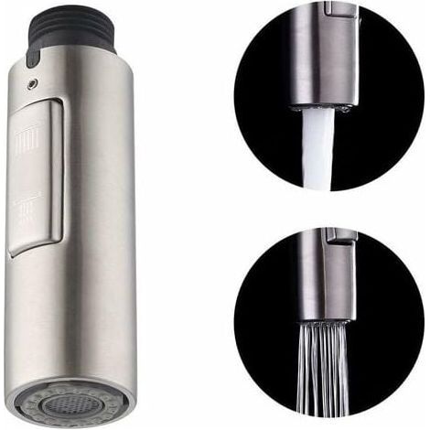 Ersatz-Sprühdüse für Küchenarmaturen, universeller G1/2-Wasserhahnkopf, abnehmbar, gebürsteter Edelstahl SUS304, PFS200-BS (1/4)