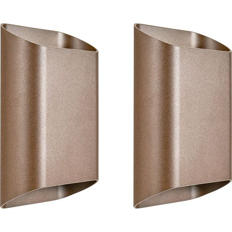Lot de 2 Appliques Murales d'Extérieur en Aluminium LED IP65 Accessoire Décoratif Marron Mashie (1/5)