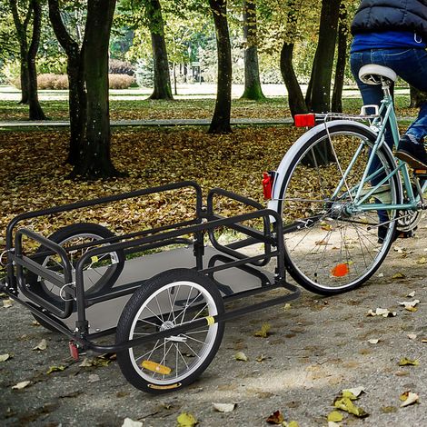 Remolque para bicicletas, remolque de transporte para bicicletas, 70 L, 139 cm de largo x 71,5 cm de ancho x 49 cm de alto, enganche universal, acero negro.