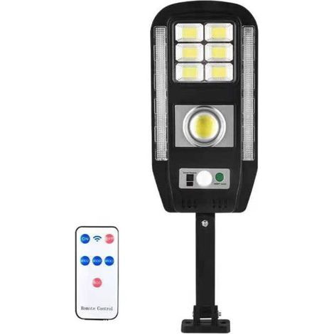 Lampadaires solaires d'extérieur, éclairage de parking commercial haute puissance, du crépuscule à l'aube, projecteurs de sécurité solaires étanches avec télécommande pour cours, allées(37011855 (1/4)