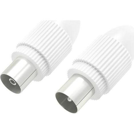 Fiche Coaxiale - Lot de 2 - Blanc - Sertir - Cable 5-7mm - Antenne TV Satellite (1/3)