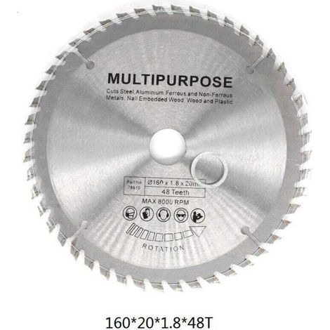Lame de scie circulaire Silver Disque rotatif pour la coupe du bois 60 dents，160 mm
