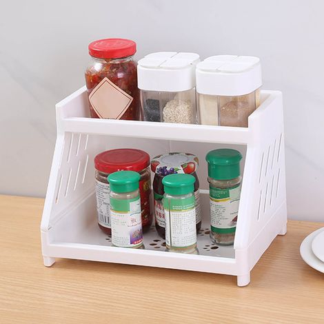 Étagère de bureau, présentoir à double niveau pour cosmétiques et bijoux, organiseur de papeterie en forme de patte de chat, étagère de rangement pour la cuisine (1/5)