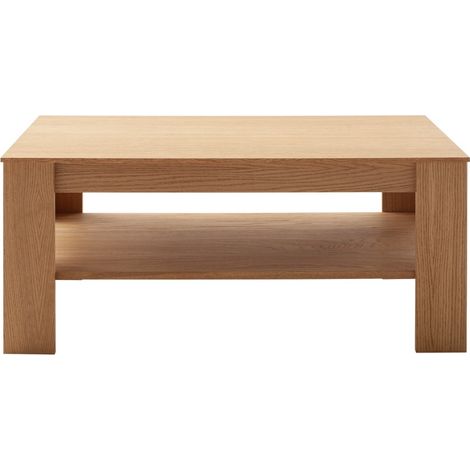 Table basse avec étagère coloris chêne sauvage - Longueur 115 × Largeur 65 × Hauteur 46 cm (1/5)