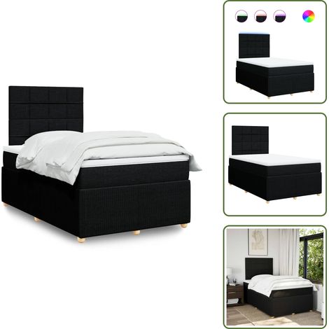 vidaXL Sommier à lattes de lit avec matelas Noir 120x200 cm Tissu (1/5)