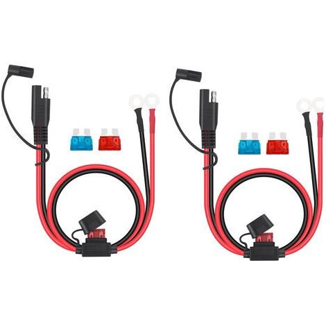 2er-Pack SAE-Steckverbinder, 16 AWG 60 cm Kabel, 10 A Sicherung, 6,3 mm Ringkabelschuh, für Motorrad und Traktor (1/5)