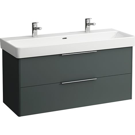 Meuble sous-vasque BASE F. PRO S 530 x 1160 x 440 mm, 2 tiroirs, gris trafic (1/5)