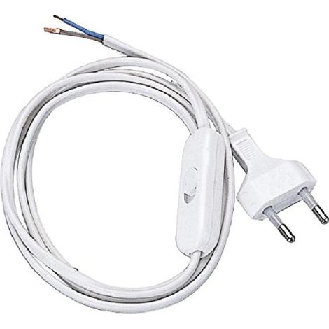 Câble Alimentation Abat-jour - 1 Unité - Blanc - Interrupteur Intégré - Lampe Chevet Bureau - 1,5 M (1/5)