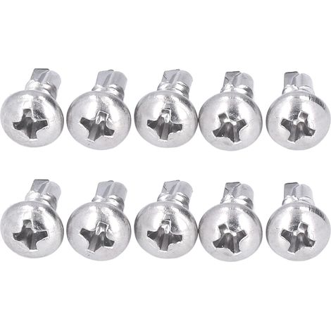 Maschinenschrauben aus Edelstahl M4,8 x 13 mm, Rundkopf, Packung mit 200 Stück, selbstbohrende Schrauben für schnelle Befestigung, Heimwerker-Zubehörset. (1/5)