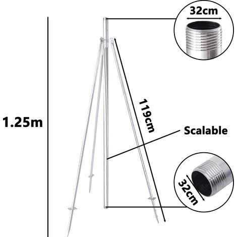 (Trépied uniquement) Support de trépied à bascule pour arroseur, filetage BSP 1", pour jardin, pelouse, agriculture et terres agricoles, compatible avec tuyaux de 16/29/25/32 mm (1/5)