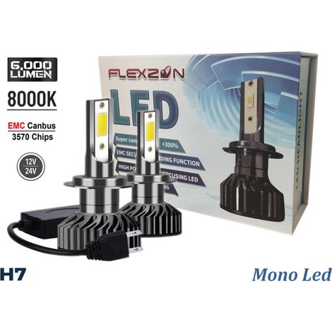 Set mit 2 Stück kompakte Mini-LED-Diodenlampen H7, 12 V, 50 W, 12.000 lm, Mono-LED, +300% für Scheinwerfer, CAN-Bus-kompatibel,