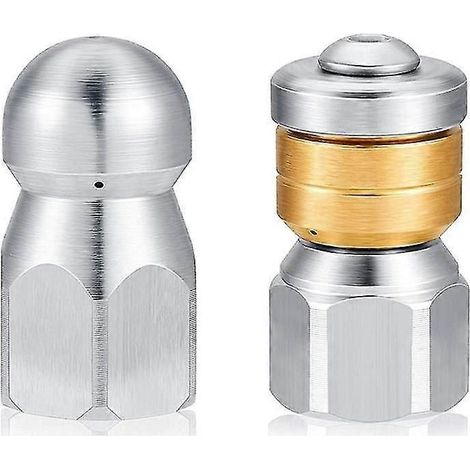 Sewer Jetter Hose Nozzle,high Pressure Washer Hose Nozzle,1 Button Nose Nozzle 1 Rotating Nozzle,1/4 Inch Pack Of 2 (1/5)