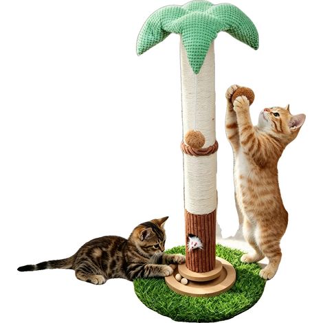 Kratzbaum für Katzen, natürlicher Sisal, interaktives Design, Mehrfarbig (1/2)