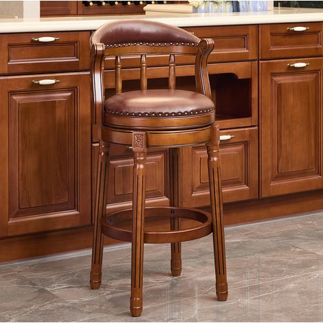 MEUBLIV Tabouret de bar marron 58 x 54 x 42 cm – pivotant 360° avec dossier (1/5)