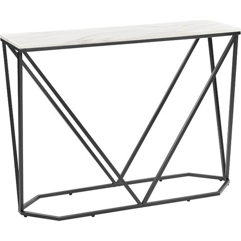 Consola blanco negro 100 x 30 cm MDF efecto mármol dormitorio recibidor Hazen