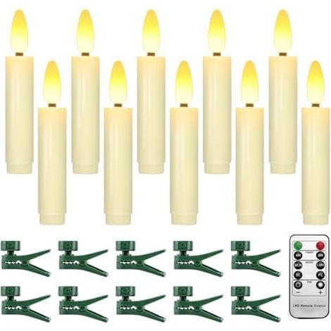 Lot de 10 bougies LED à clipser pour sapin de Noël, ivoire, 10 pièces (1/5)